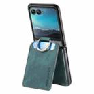 For Motorola Moto Razr 40 Ultra Retro Leather Ring Vertical Flip Wallet Phone Case(Green) - 3