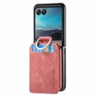 For Motorola Moto Razr 40 Ultra Retro Leather Ring Vertical Flip Wallet Phone Case(Pink) - 2