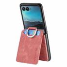 For Motorola Moto Razr 40 Ultra Retro Leather Ring Vertical Flip Wallet Phone Case(Pink) - 3