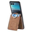 For Motorola Moto Razr 40 Ultra Retro Leather Ring Vertical Flip Wallet Phone Case(Brown) - 3