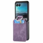 For Motorola Moto Razr 40 Ultra Retro Leather Ring Vertical Flip Wallet Phone Case(Purple) - 2