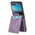 For Motorola Moto Razr 40 Ultra Retro Leather Ring Vertical Flip Wallet Phone Case(Purple) - 3