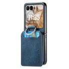For Motorola Moto Razr 50 Retro Leather Ring Vertical Flip Wallet Phone Case(Blue) - 2