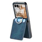 For Motorola Moto Razr 50 Retro Leather Ring Vertical Flip Wallet Phone Case(Blue) - 3