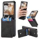 For Motorola Moto Razr 50 Retro Leather Ring Vertical Flip Wallet Phone Case(Black) - 1