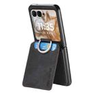 For Motorola Moto Razr 50 Retro Leather Ring Vertical Flip Wallet Phone Case(Black) - 3