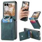 For Motorola Moto Razr 50 Retro Leather Ring Vertical Flip Wallet Phone Case(Green) - 1