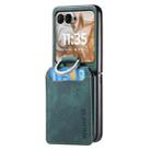 For Motorola Moto Razr 50 Retro Leather Ring Vertical Flip Wallet Phone Case(Green) - 2