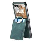 For Motorola Moto Razr 50 Retro Leather Ring Vertical Flip Wallet Phone Case(Green) - 3