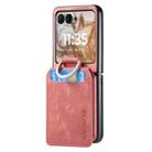 For Motorola Moto Razr 50 Retro Leather Ring Vertical Flip Wallet Phone Case(Pink) - 2