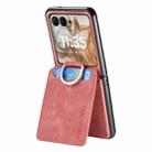 For Motorola Moto Razr 50 Retro Leather Ring Vertical Flip Wallet Phone Case(Pink) - 3