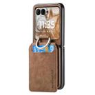 For Motorola Moto Razr 50 Retro Leather Ring Vertical Flip Wallet Phone Case(Brown) - 2