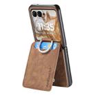 For Motorola Moto Razr 50 Retro Leather Ring Vertical Flip Wallet Phone Case(Brown) - 3