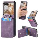 For Motorola Moto Razr 50 Retro Leather Ring Vertical Flip Wallet Phone Case(Purple) - 1