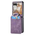 For Motorola Moto Razr 50 Retro Leather Ring Vertical Flip Wallet Phone Case(Purple) - 2