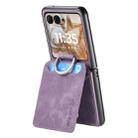 For Motorola Moto Razr 50 Retro Leather Ring Vertical Flip Wallet Phone Case(Purple) - 3