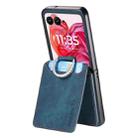 For Motorola Moto Razr 50 Ultra Retro Leather Ring Vertical Flip Wallet Phone Case(Blue) - 3