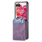 For Motorola Moto Razr 50 Ultra Retro Leather Ring Vertical Flip Wallet Phone Case(Purple) - 2