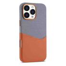 For iPhone 16 Pro Kalebol Cloth Textue Stitching Card Slot Magnetic Phone Case(Orange) - 1
