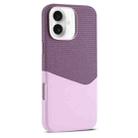 For iPhone 16 Plus Kalebol Cloth Textue Stitching Card Slot Magnetic Phone Case(Pink) - 1