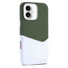 For iPhone 16 Kalebol Cloth Textue Stitching Card Slot Magnetic Phone Case(Green) - 1