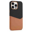 For iPhone 15 Pro Max Kalebol Cloth Textue Stitching Card Slot Magnetic Phone Case(Brown) - 1