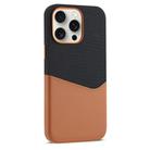 For iPhone 15 Pro Kalebol Cloth Textue Stitching Card Slot Magnetic Phone Case(Brown) - 1