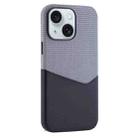 For iPhone 15 Plus Kalebol Cloth Textue Stitching Card Slot Magnetic Phone Case(Black) - 1