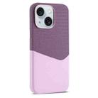 For iPhone 15 Plus Kalebol Cloth Textue Stitching Card Slot Magnetic Phone Case(Pink) - 1