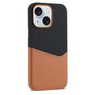 For iPhone 15 Kalebol Cloth Textue Stitching Card Slot Magnetic Phone Case(Brown) - 1