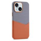 For iPhone 15 Kalebol Cloth Textue Stitching Card Slot Magnetic Phone Case(Orange) - 1