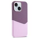 For iPhone 15 Kalebol Cloth Textue Stitching Card Slot Magnetic Phone Case(Pink) - 1