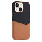 For iPhone 14 Kalebol Cloth Textue Stitching Card Slot Magnetic Phone Case(Brown) - 1