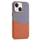 For iPhone 14 Kalebol Cloth Textue Stitching Card Slot Magnetic Phone Case(Orange) - 1