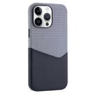 For iPhone 14 Pro Kalebol Cloth Textue Stitching Card Slot Magnetic Phone Case(Black) - 1