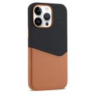 For iPhone 14 Pro Max Kalebol Cloth Textue Stitching Card Slot Magnetic Phone Case(Brown) - 1