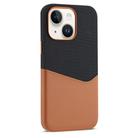 For iPhone 13 Kalebol Cloth Textue Stitching Card Slot Magnetic Phone Case(Brown) - 1