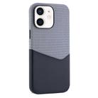 For iPhone 12 Kalebol Cloth Textue Stitching Card Slot Magnetic Phone Case(Black) - 1
