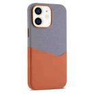 For iPhone 12 Kalebol Cloth Textue Stitching Card Slot Magnetic Phone Case(Orange) - 1