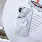 For iPhone XS Max Marble Anti-drop TPU Protection Back Cover with Folding Holder(White) - 1