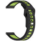 20mm Two Color Reverse Buckle Striped Silicone Watch Band(Black Green) - 3