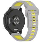 22mm Two Color Reverse Buckle Striped Silicone Watch Band(Gray Yellow) - 2