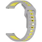 22mm Two Color Reverse Buckle Striped Silicone Watch Band(Gray Yellow) - 3