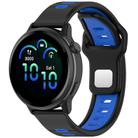 22mm Two Color Reverse Buckle Striped Silicone Watch Band(Black Blue) - 1