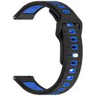 22mm Two Color Reverse Buckle Striped Silicone Watch Band(Black Blue) - 3