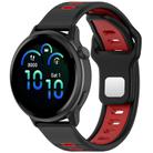 22mm Two Color Reverse Buckle Striped Silicone Watch Band(Black Red) - 1