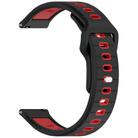 22mm Two Color Reverse Buckle Striped Silicone Watch Band(Black Red) - 3