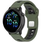 22mm Two Color Reverse Buckle Striped Silicone Watch Band(Green Black) - 1