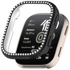 For Amazfit Bip 6 Single Row Diamond Half Coverage Hollow TPU Watch Protective Case(Black) - 1