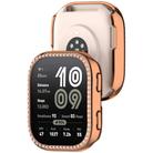 For Amazfit Bip 6 Single Row Diamond Half Coverage Hollow TPU Watch Protective Case(Rose Gold) - 3